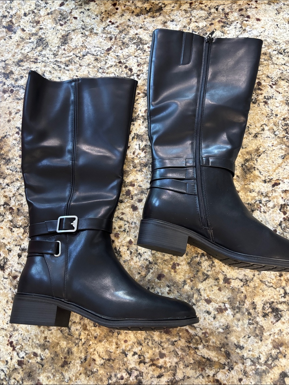 BareTraps Black Mid-Calf Buckle Riding Boots